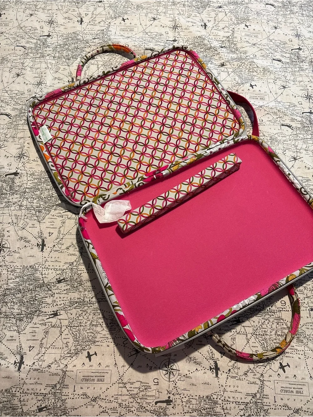 Vera Bradley Floral Quilted Laptop Bag in Pink & Orange